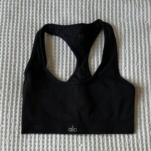 ALO Yoga Ribbed Black Sports Bra